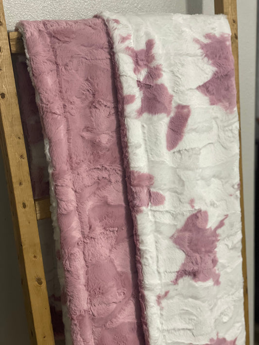 Pink calf and hide throw